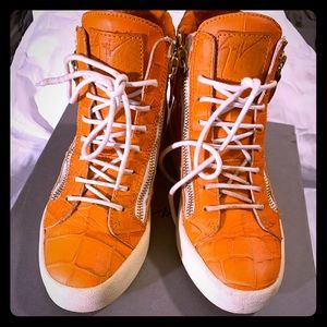 Giuseppe Zanotti Orange Leather Woman’s Sneakers🔥